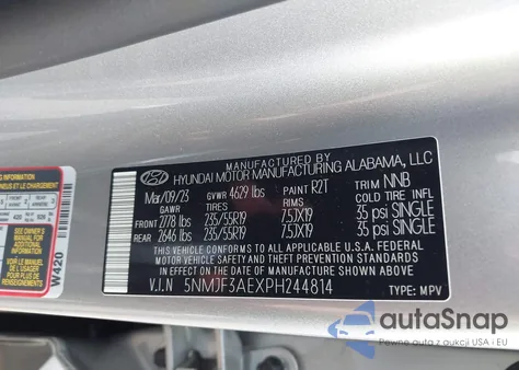 2023 Hyundai Tucson Sel z USA, uszkodzony, nr VIN 5NMJF3AEXPH244814